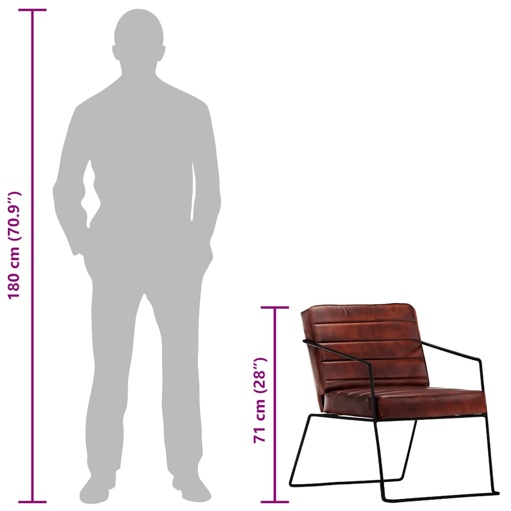 Armchair in Dark Brown Genuine Leather