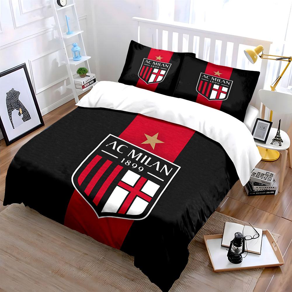AC Milan Logo Bedding Set Bedding Duvet Cover Set Duvet Cover Pillowcases (1 * Duvet Cover 2 * Pillowcases, without duvet insert)