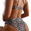 European and American sexy leopard print bikini swimsuit women's high waist print halter girl tight split swimsuit