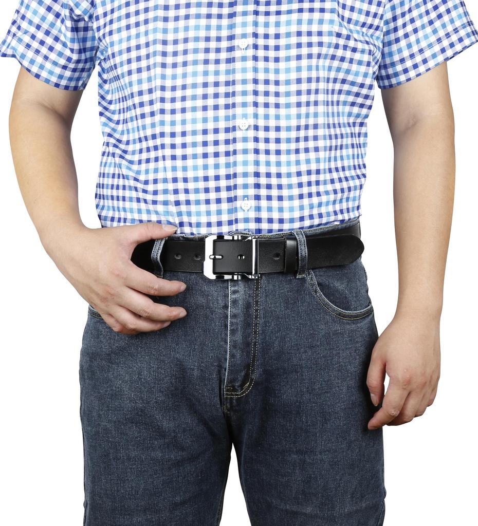 Plus Genuine Leather Stylish Casual Jeans Work Brown Regular and Large Sizes Length Black [JingHao] Men's Belt, Sizes, Belt, Belt, Belt, & Black,