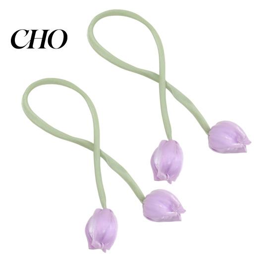 Macaron Color Curtain Ties 2Pcs Tulip Bud Ties, Decorative Tiebacks, Flower Tiebacks with Flowers Buds Soft Rope for Bedroom Curtains Patio