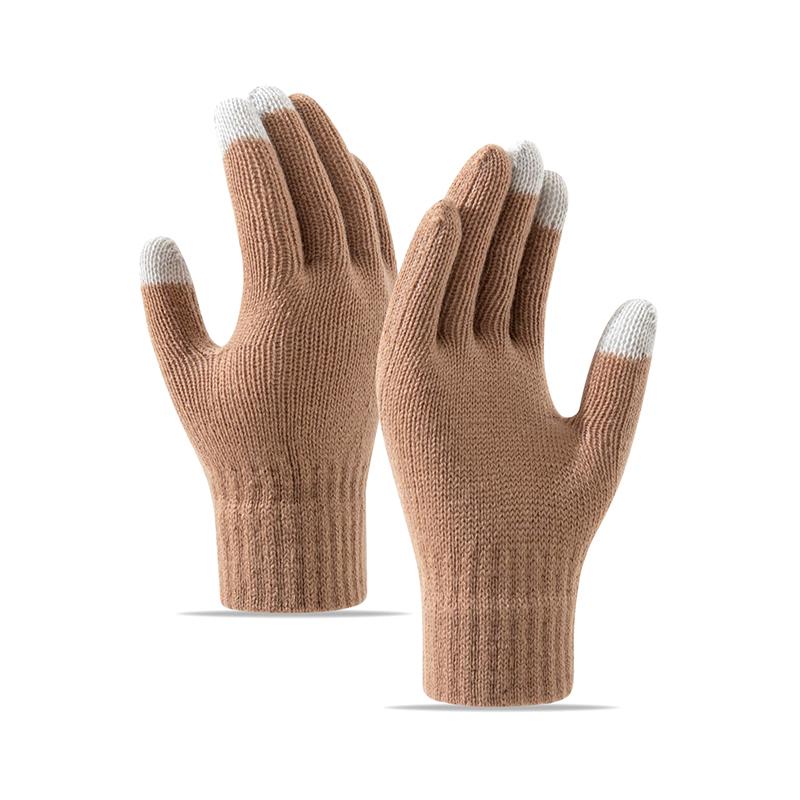 Winter Touch Screen Gloves Women Men Warm Stretch Knit Mittens Imitation Wool Full Finger Guantes Female Crochet Thicken