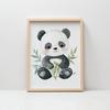 Poster Cute Panda Among Leaves Poster Cute Panda Among Leaves, 30X40 Cm, Black Aluminum Frame, 230 Gsm Matte Paper