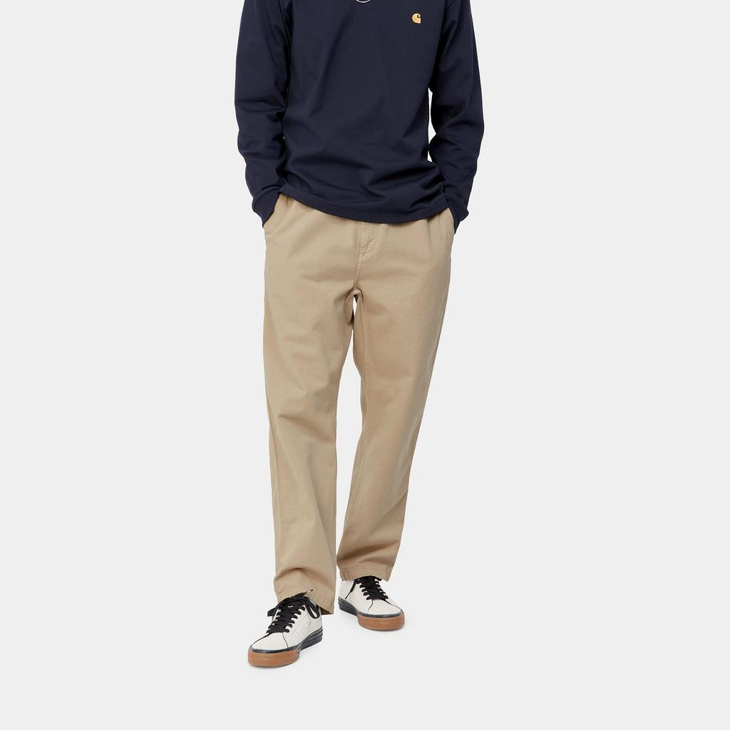 Carhartt WIP Однотонные брюки прямого кроя с высокой талией Классическая бирка с логотипом Широкие рабочие брюки Мужская одежда I029919-G1-GD
