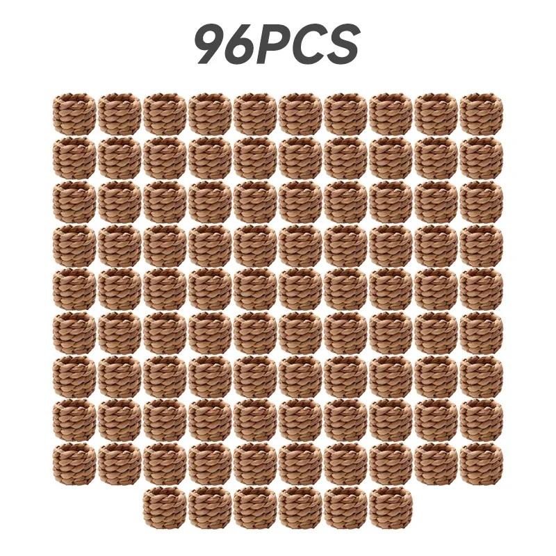 96PCS Handmade Straw Napkin Rings Hoargrass Napkin Rings Western Napkin Clasps Waterlily Straw Mouth Cloth Rings