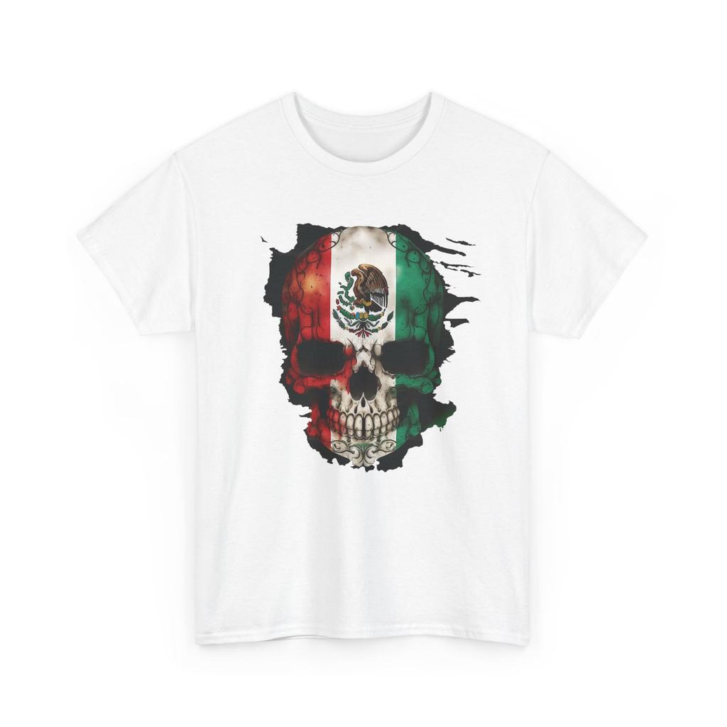 Mexico Flag Skull Calavera T Shirt Mexican Pride Dia De Los Muertos Graphic Tee