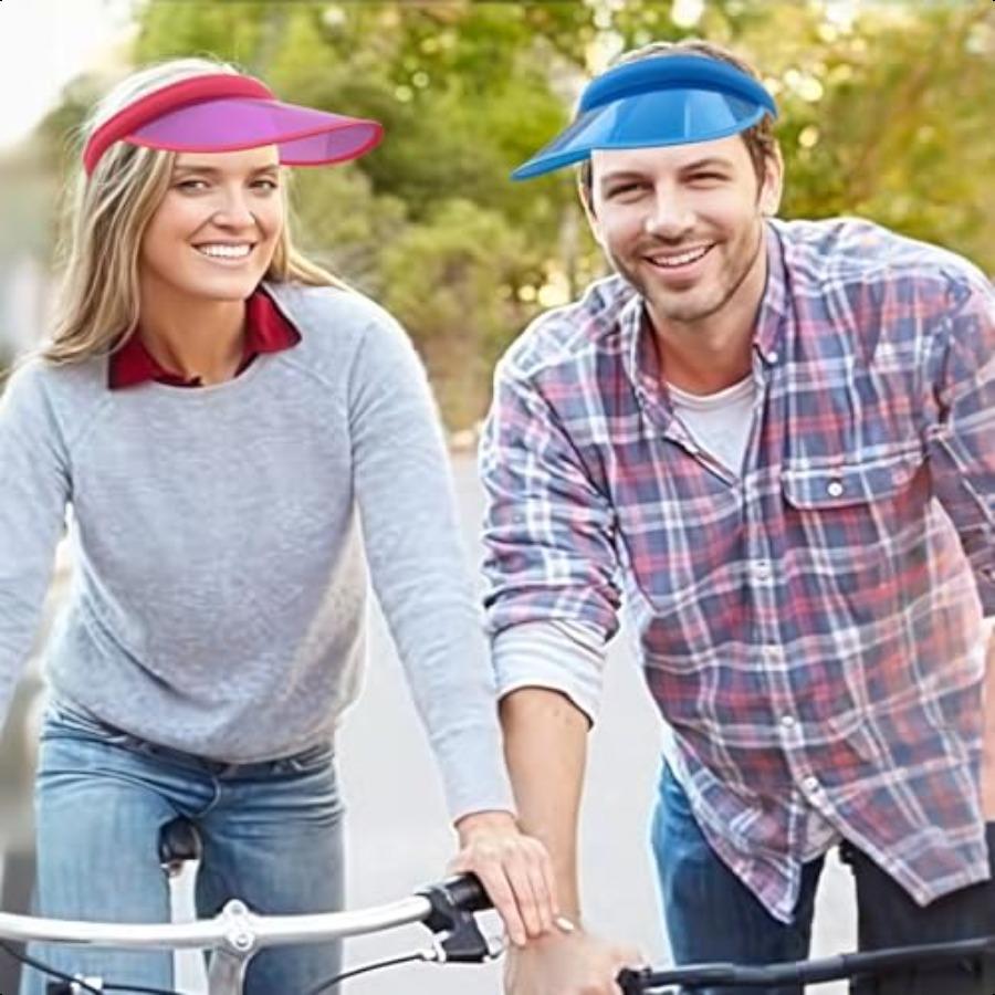 Набор из 12 унисекс солнцезащитных козырьков, пластиковые козырьки из ПВХ, широкополая прозрачная шляпа от солнца, пляжная кепка для спорта, активного отдыха, летних пляжных мероприятий