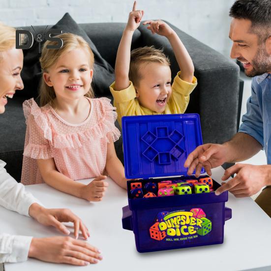 Набор кубиков для мусорного контейнера. Динамичная семейная игра в кости для 2-4 игроков. Настольная игра с кубиками для мусорного контейнера. 80 кубиков и граффити-наклейки для вечеринки в стиле Game Night Travel.