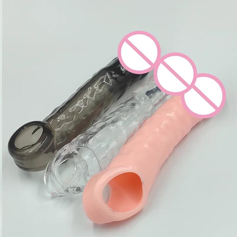 Penis Sleeve Reusable Condoms Delay Ejaculation Penis Extend 7CM Cock Rings Crystal Dick Sleeve Sex Toys For Men Intimate Goods