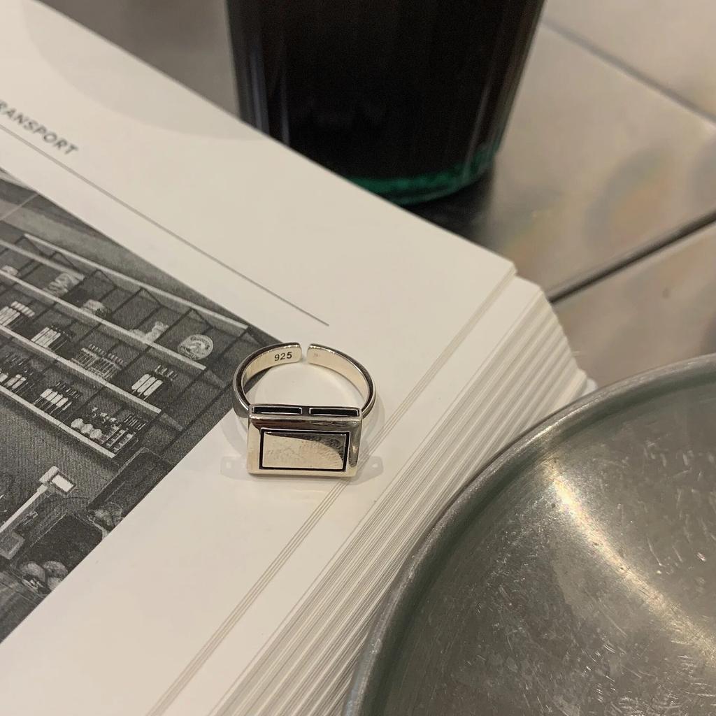 QMCOCO индивидуальный дизайн ретро простой геометрический узор кольцо серебряного цвета женское открытое регулируемое корейское новое трендовое кольцо INS