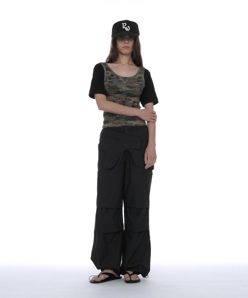 PARTIMENTO WOMEN Scoop Neck Bat Sleeve Top_Camouflage