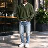 Men's V-Neck Knit Long Sleeve T-Shirt Casual Athletic Top for Everyday Wear