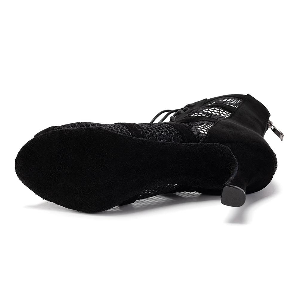 Девушки Женщины Сексуальные Латинские Танцевальные Туфли На Шнуровке Сетчатые Дышащие Высокие Танцевальные Сапоги Каблук 7,5 СМ