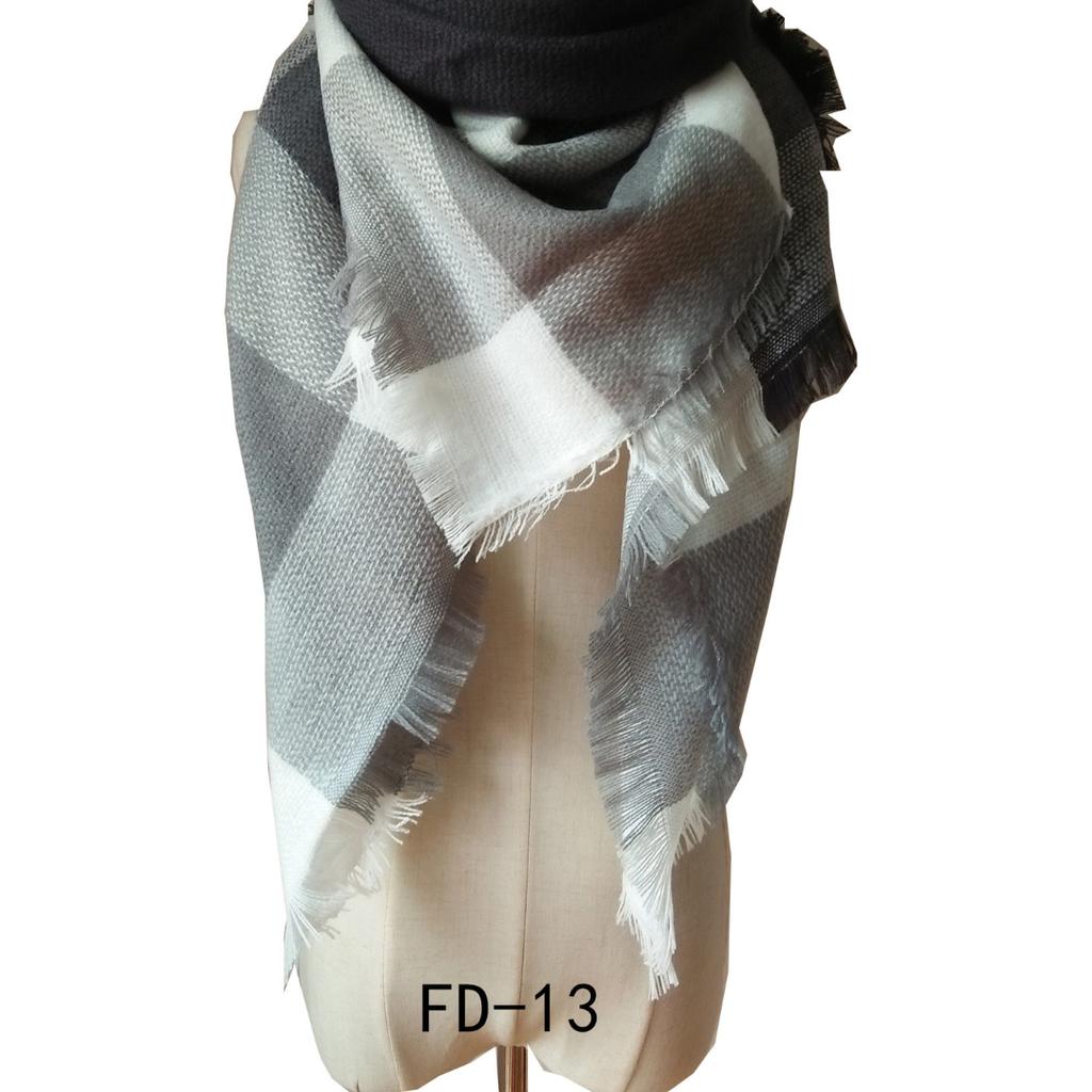 Autumn and Winter Faux Cashmere Black and White Double-sided Large Plaid Square Scarf Scarf Ladies Shawl