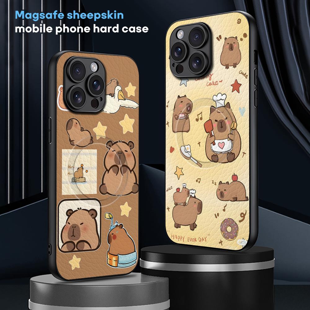 Capybara Popular design Phone Case For iPhone 17 16 15 14 13 12 11 Plus Pro Max  High-end Luxury Magsafe Sheepskin