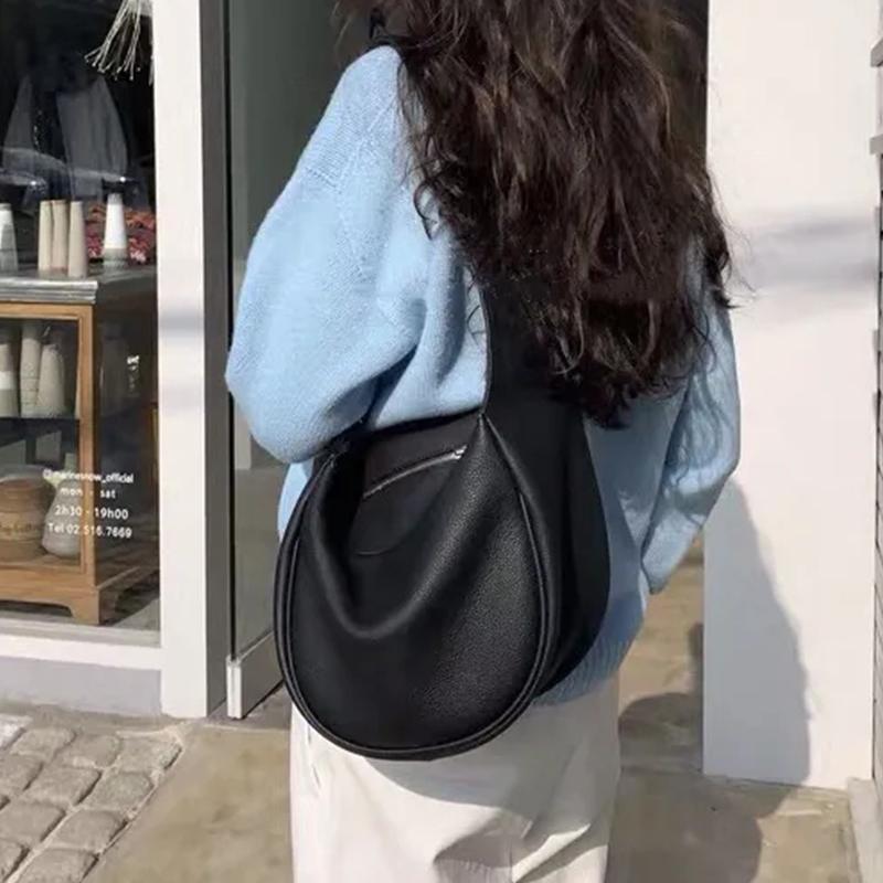 Yogodlns Винтажная сумка через плечо с клецками для женщин, сумка через плечо из искусственной кожи, простая однотонная сумка, большая вместительная сумка-хобо