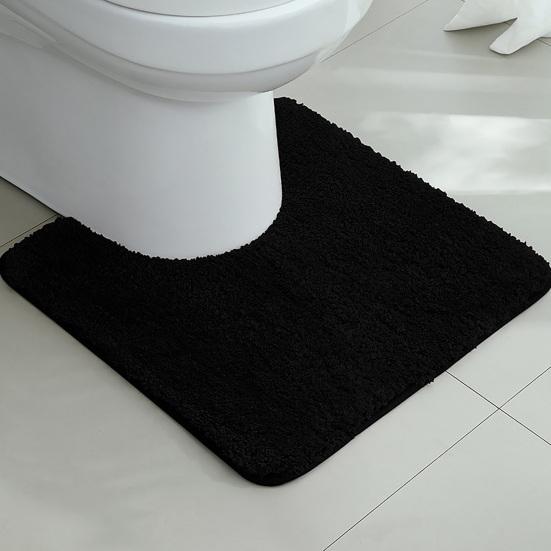 Absorbent Toilet Rug U Shaped Plush Floor Mat Machine Washable Non Slip Contour Bathroom Rug Dry Quickly for Toilet