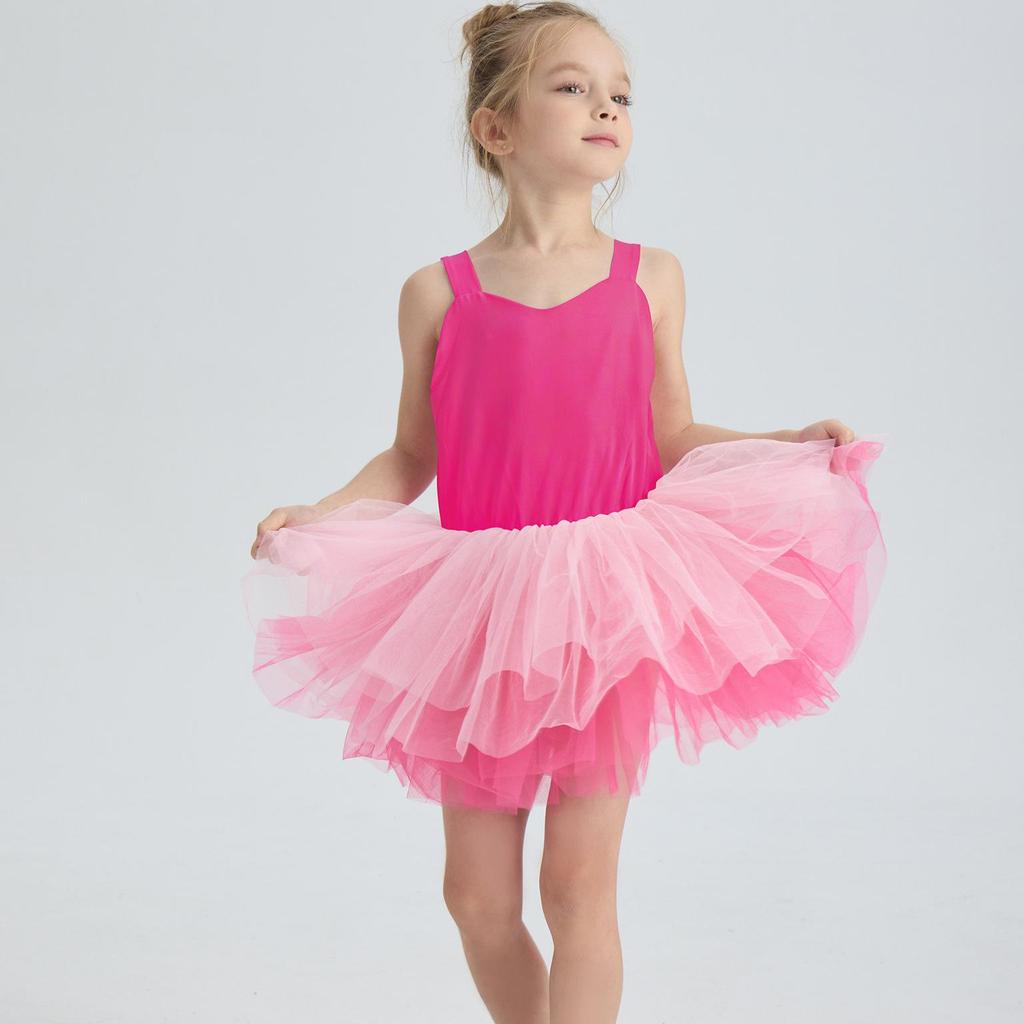 2025 Girls' Ballet Dance Costume: New Sling Leotard Princess Dress with Mesh Skirt