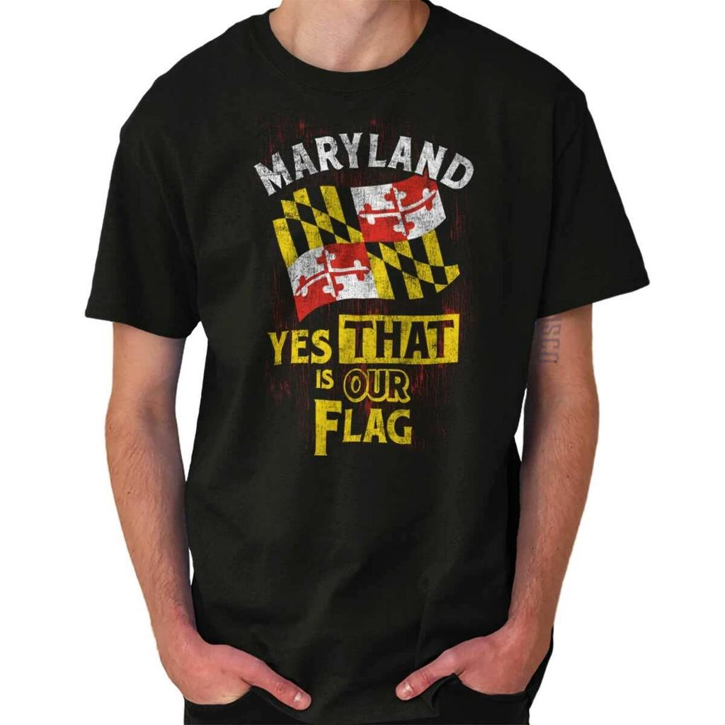 Maryland State Yes That Is Out Flag Humor Womens or Mens Crewneck T Shirt Tee