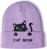 Kitten cat mom dad embroidery flower knitted hat wool hat outdoor cycling warm hat