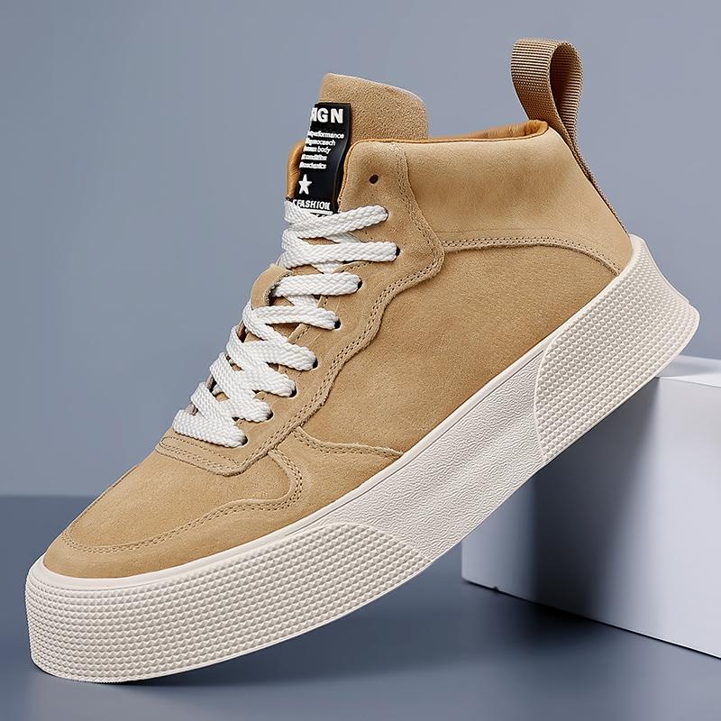 Genuine Leather Mens Boots Youth Teenage Platform Ankle Boots Short Lace Up Fashion Casual Shoes Versatile Men's Vulcanize Shoes