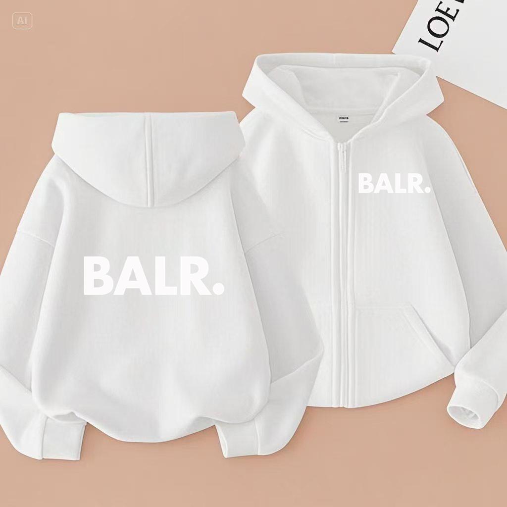 BALR. Толстовка с принтом букв на молнии для детей – Стильный повседневный свитшот/куртка для мальчиков и девочек (Возраст 3–12 лет), Утолщенная версия для осени и зимы