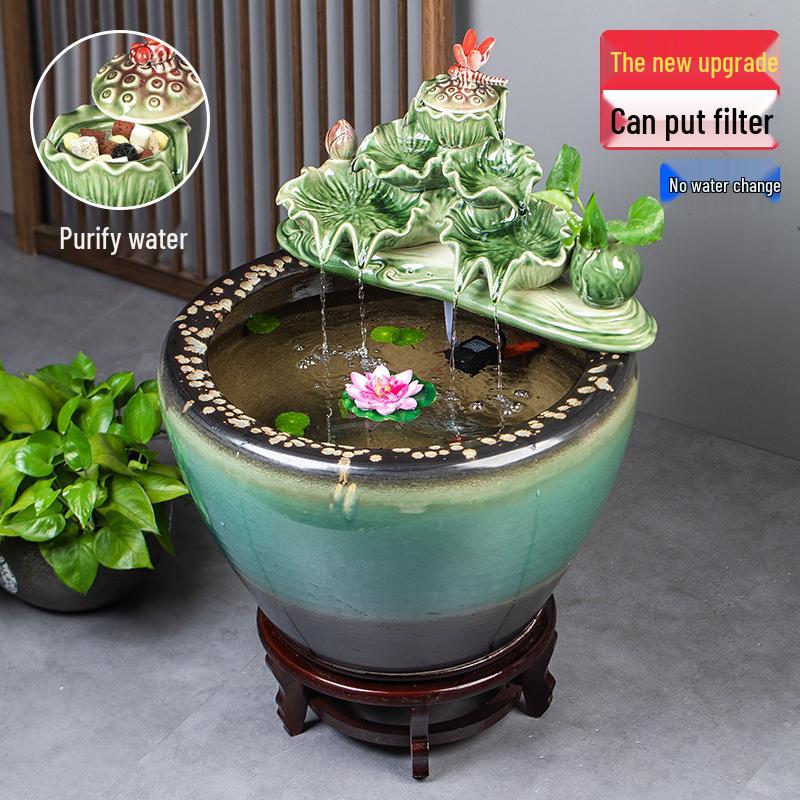 Цзиндэчжэньский аквариум для золотых рыбок: Напольный керамический водный объект для балкона, офиса или гостиной.