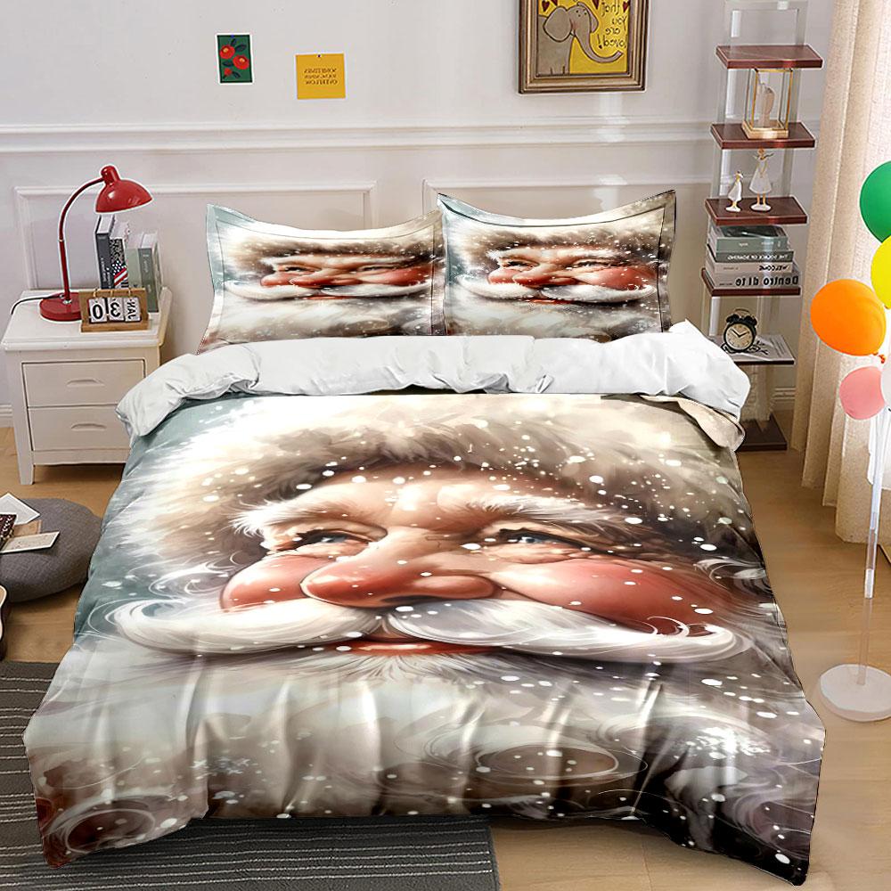 Santa Claus face pattern. Bedding sets Duvet cover sets Duvet covers Pillowcases(1 * Duvet Cover 2 * Pillowcases without duvet insert)