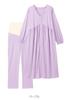 Пижама для беременных с открытым передом и длинными рукавами, хлопковая смесь, мягкая, гладкая, с переключением, сборками, для госпитализации, размер L, фиолетовая [ANGELIEBE] дородовая/послеродовая