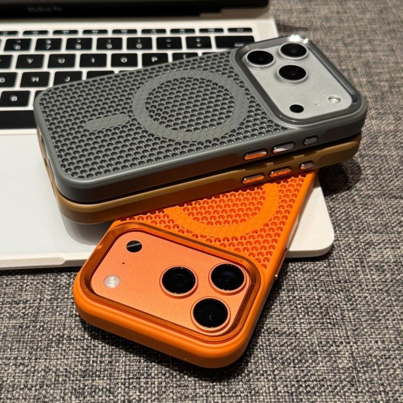 Дышащий полый сетчатый магнитный чехол для телефона для iPhone 11 12 13 14 15 16 17 Air Pro Max Plus для беспроводной зарядки Magsafe