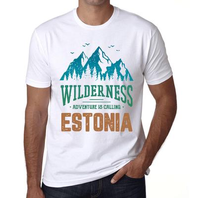 Мужская винтажная футболка Футболка с рисунком Wilderness Estonia White