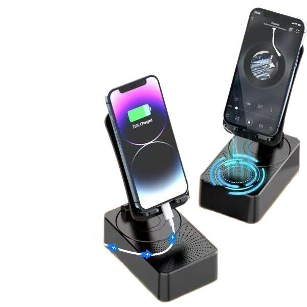 Складная подставка для телефона 3-в-1: Bluetooth-колонка, Power Bank и многофункциональный держатель