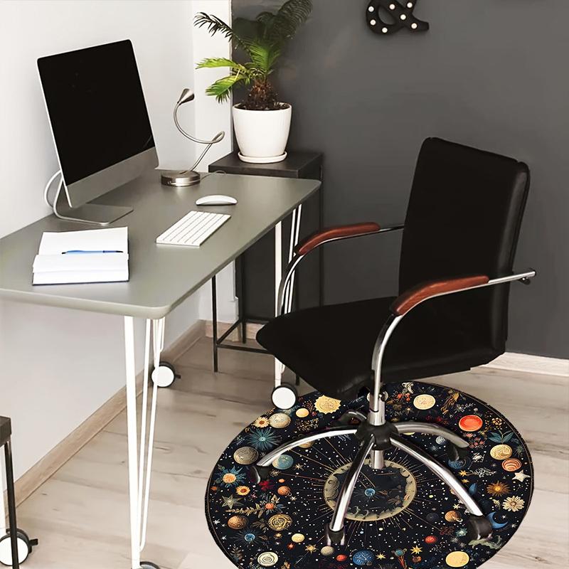 1pc Multi Surface Chair Mats A Cosmic Tapestry of Stars and Flowers Perfect for Decorating Office Chairs, Living Rooms, Or Bedrooms.dt059