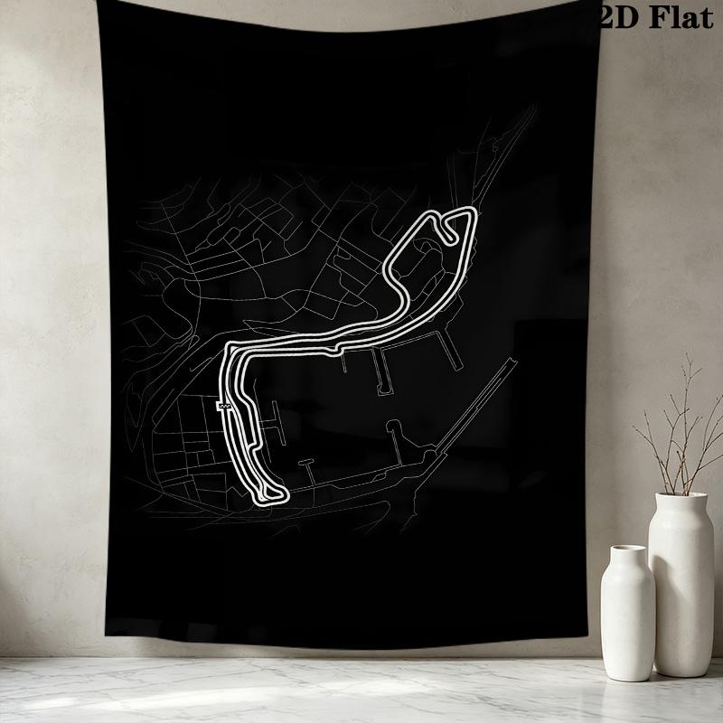 F1 Track Map Wall Tapestry Aesthetic Wall Hanging Printed Fabric Blanket Decorative Tapestries For Bedroom Living Room Home Decor