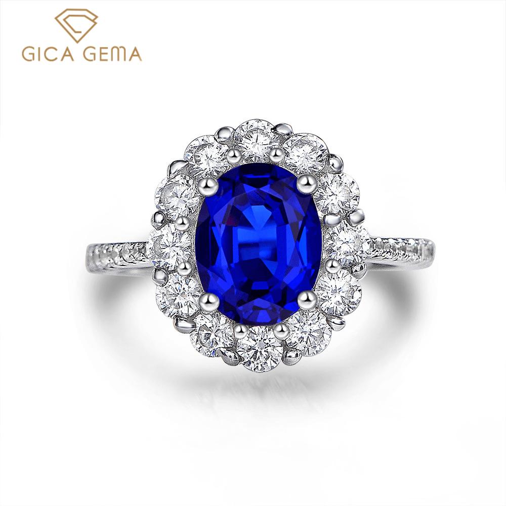 Gica Gema Кольца из стерлингового серебра 925 пробы с сапфирами и цирконами, драгоценные камни для женщин, сверкающие свадебные ювелирные украшения