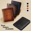 Genuine Leather Rfid Wallets for Men Vintage Thin Short Multi Function ID Credit Card Holder Money Bag with 2 ID Windows Gift for Him