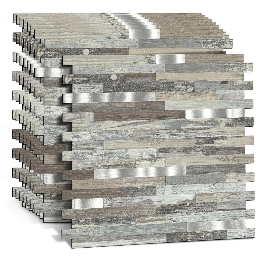 1 шт. Мозаичная настенная плитка Отклеивающаяся самоклеящаяся Водонепроницаемая Алюминиевая прямоугольная Кухонная плитка для ванной Фартук Огнеупорная стена