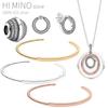 Новое кольцо S925 Heart Wrong Circle с тремя кольцами, двухцветная подвеска с несколькими кольцами, логотип, двустороннее кольцо, серьги-подвески, браслеты
