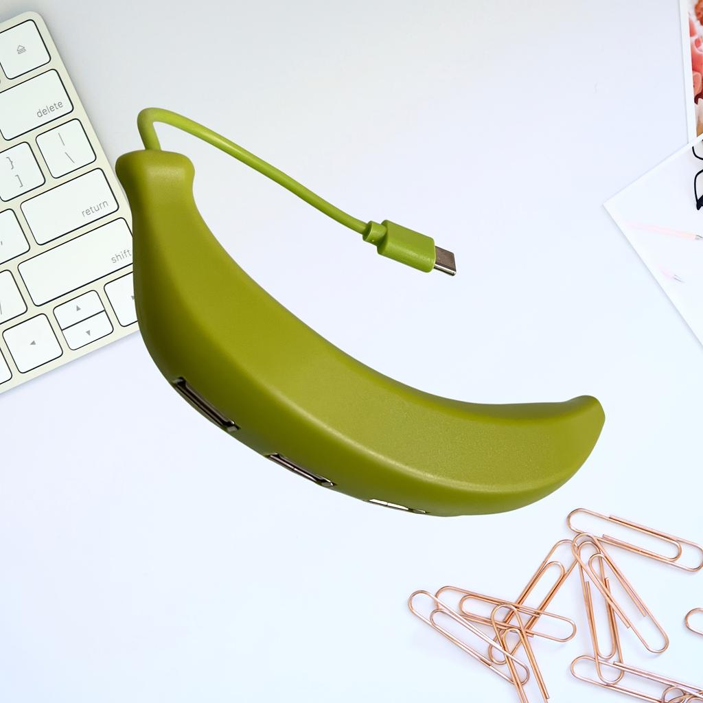 4-Port USB Splitter, Multi Port Expander, 1 In 4 Mini USB C Banana Hub, Small Size and Lightweight Construction for A Port Laptop, PC