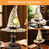 Gothic Halloween Night Light Witch Hat Lamp Handcrafted Resin Decor Mysterious Gothic Charm Ambient Glow