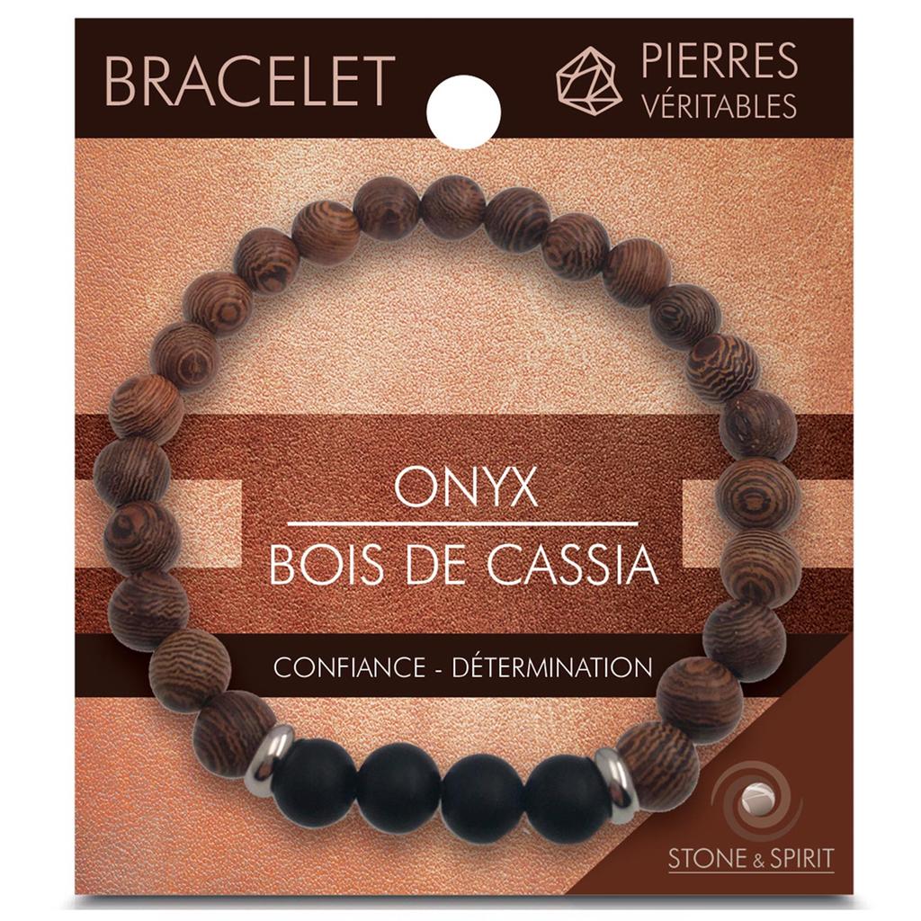 Les Trésors De Lily [R2149] - Designer Bracelet 'Minéralia' Onyx - Cassia Wood - 8 Mm