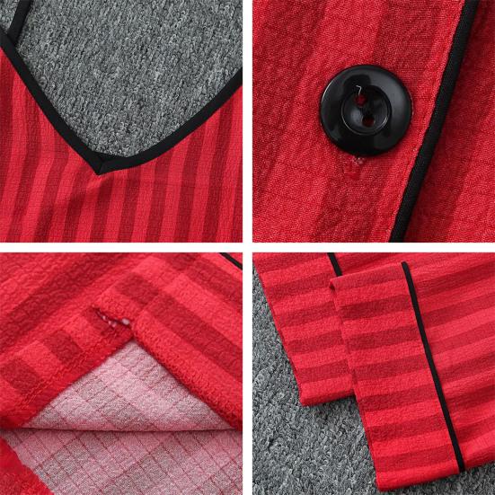 Women's 7-Piece Satin Pajama Set Sexy Cami Top Button Down Long Sleeve Top And Shorts Pants Sleepwear Pjs Set