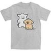 Cute Line Puppies Maltese Golden Retriever TShirt Short Sleeve Streetwear Tops Beach Cotton Breathable Comfortable