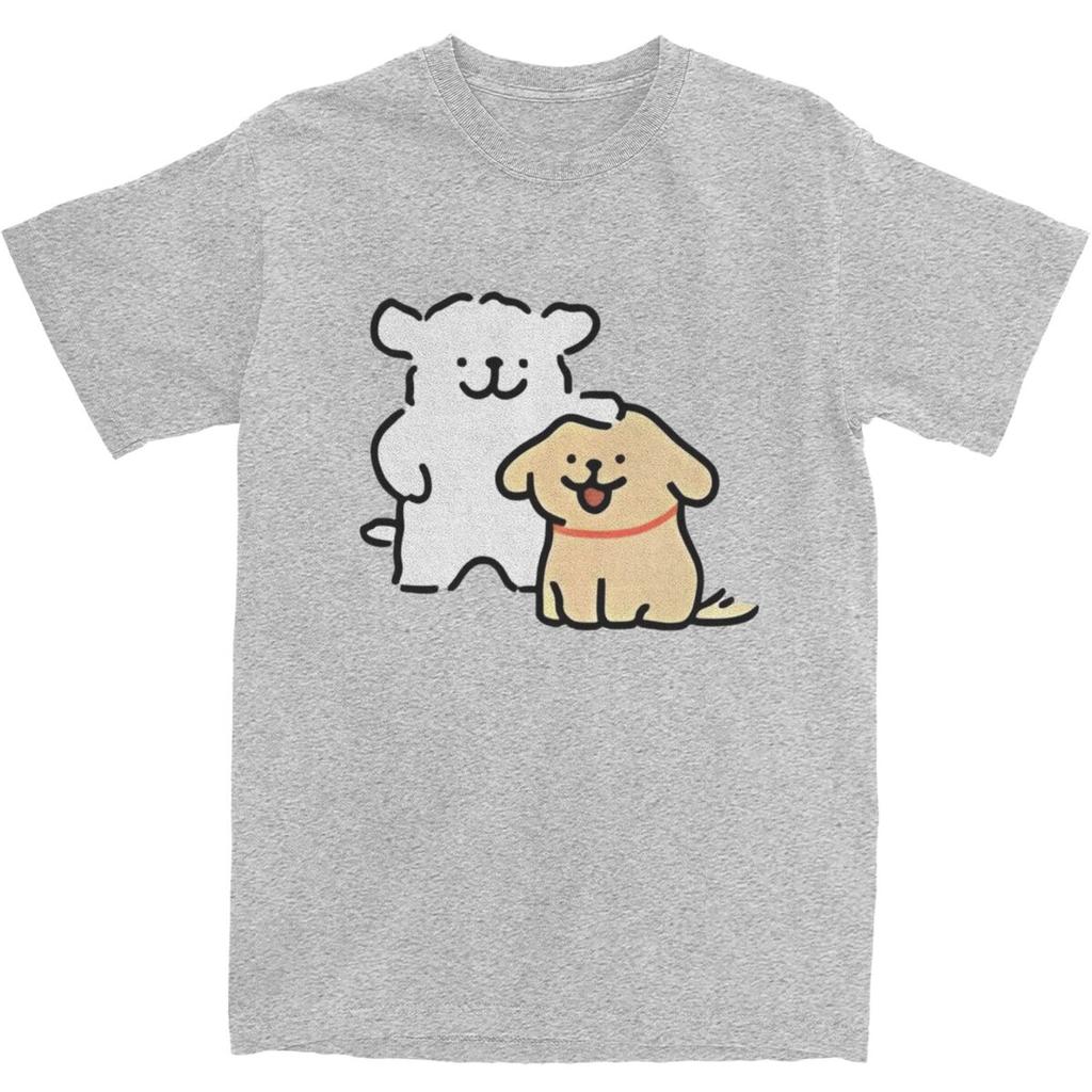Cute Line Puppies Maltese Golden Retriever TShirt Short Sleeve Streetwear Tops Beach Cotton Breathable Comfortable