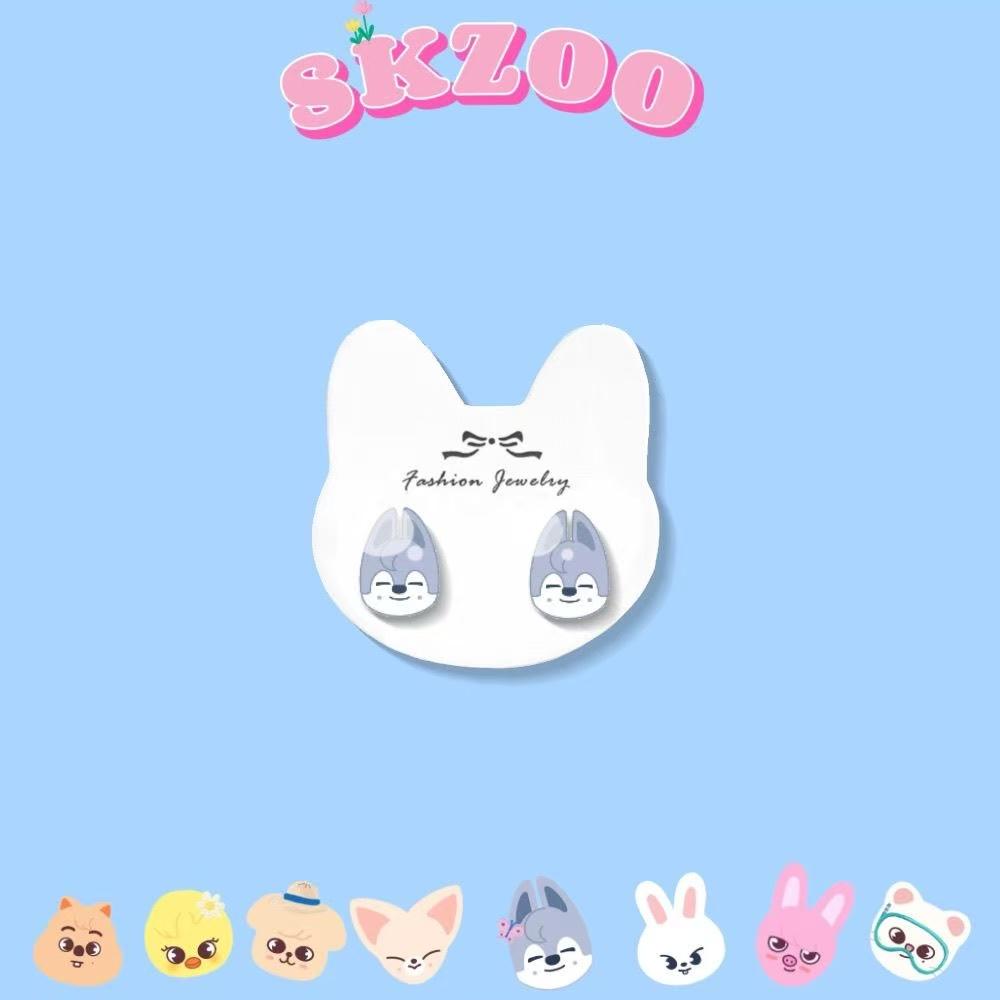 Skzoo в наличии Stray Kids Skzoo Мультяшные Серьги 925 Серебро Гипоаллергенные Серьги-гвоздики Модный Kpop Мерч