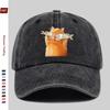 pc Unisex Playful Cat and Fish Pattern Print Baseball Cap Ideal Decorative Hat for Pet Lovers Multiple Colors Available Comf