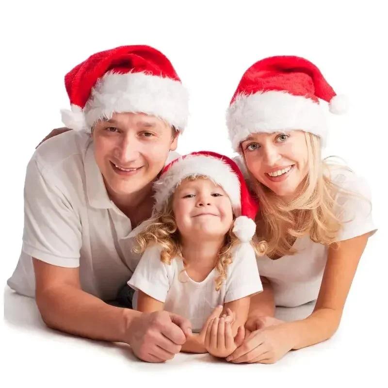 10pcs Non-woven Christmas Hats for Adults Kids Thickened Santa Claus Xmas Hats Merry Christmas New Party Decoration Gifts
