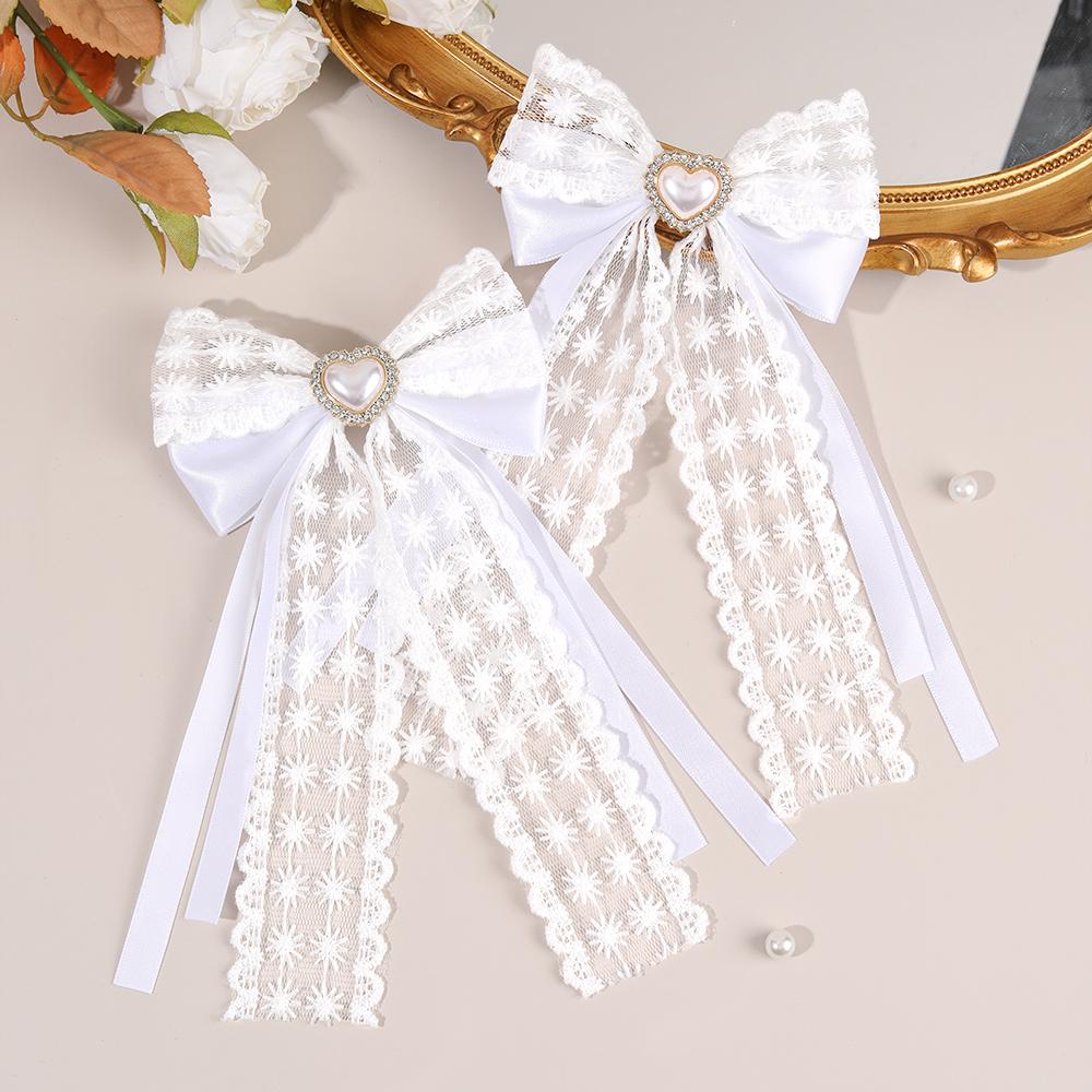 2 шт. Цветочные Кружевные Банты Заколки Для Волос Элегантные Цветочные Вышитые Ленточные Заколки Для Девочек Детей Милые Головные Уборы Аксессуары Для Волос
