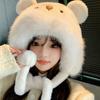 Cartoon Bear Ears Hat Windproof Earflap Bonnet Hat Fashion Winter Plush Hat