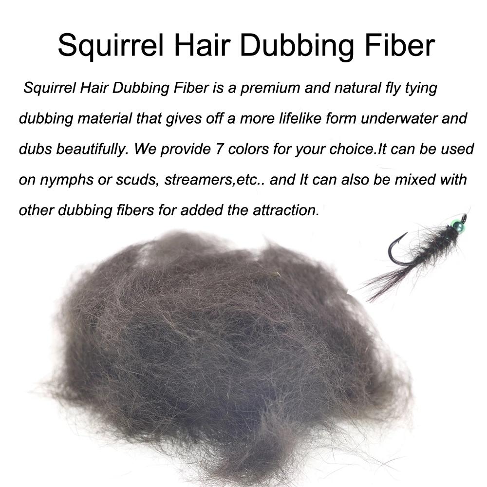 Bimoo Squirrel Hair Fiber Natural Dubbing Fiber for Nymph Scud Streamers Fly Tying Material Orange Green Olive Black Gray 1 Pack